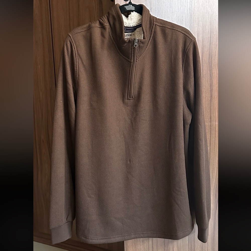 BC Clothing Heritage Men's fleece lined quarter zip pullover top LARGE